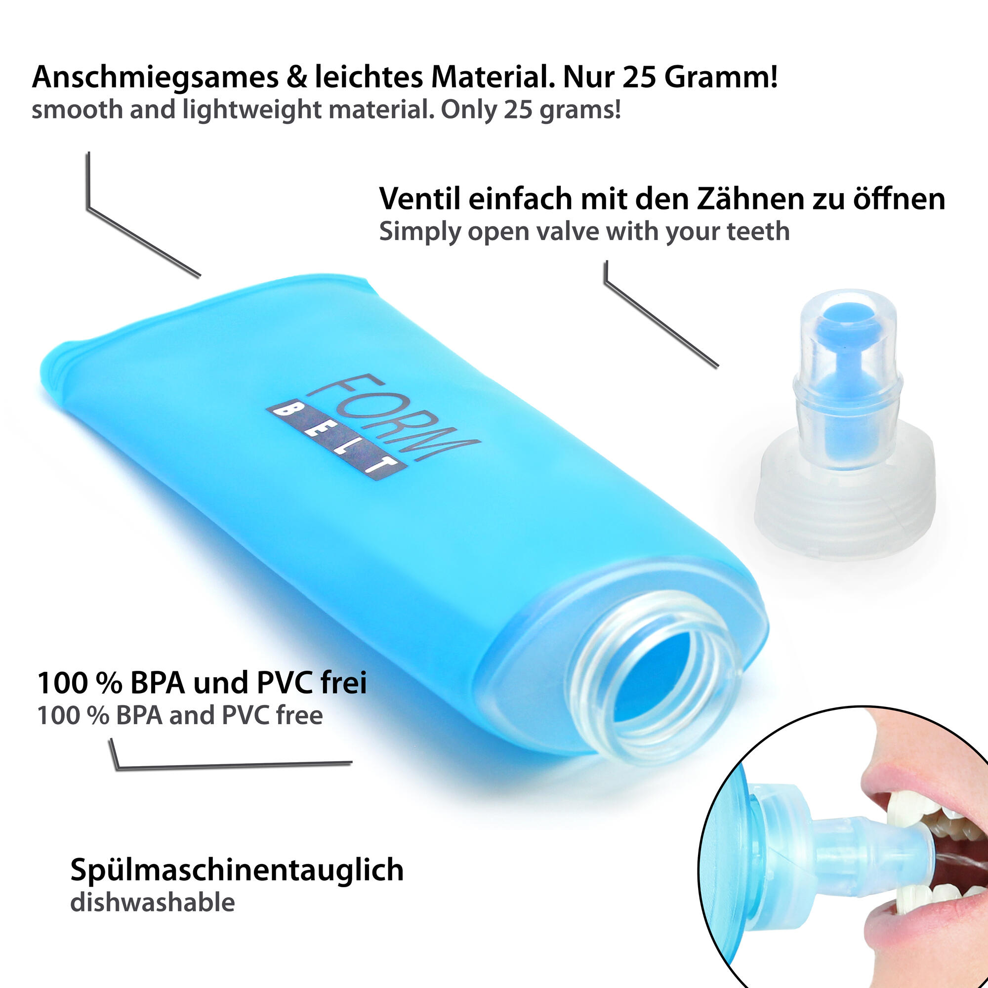 Formbelt 250ml Soft Flask Trinkflasche für Laufgürtel 2/7