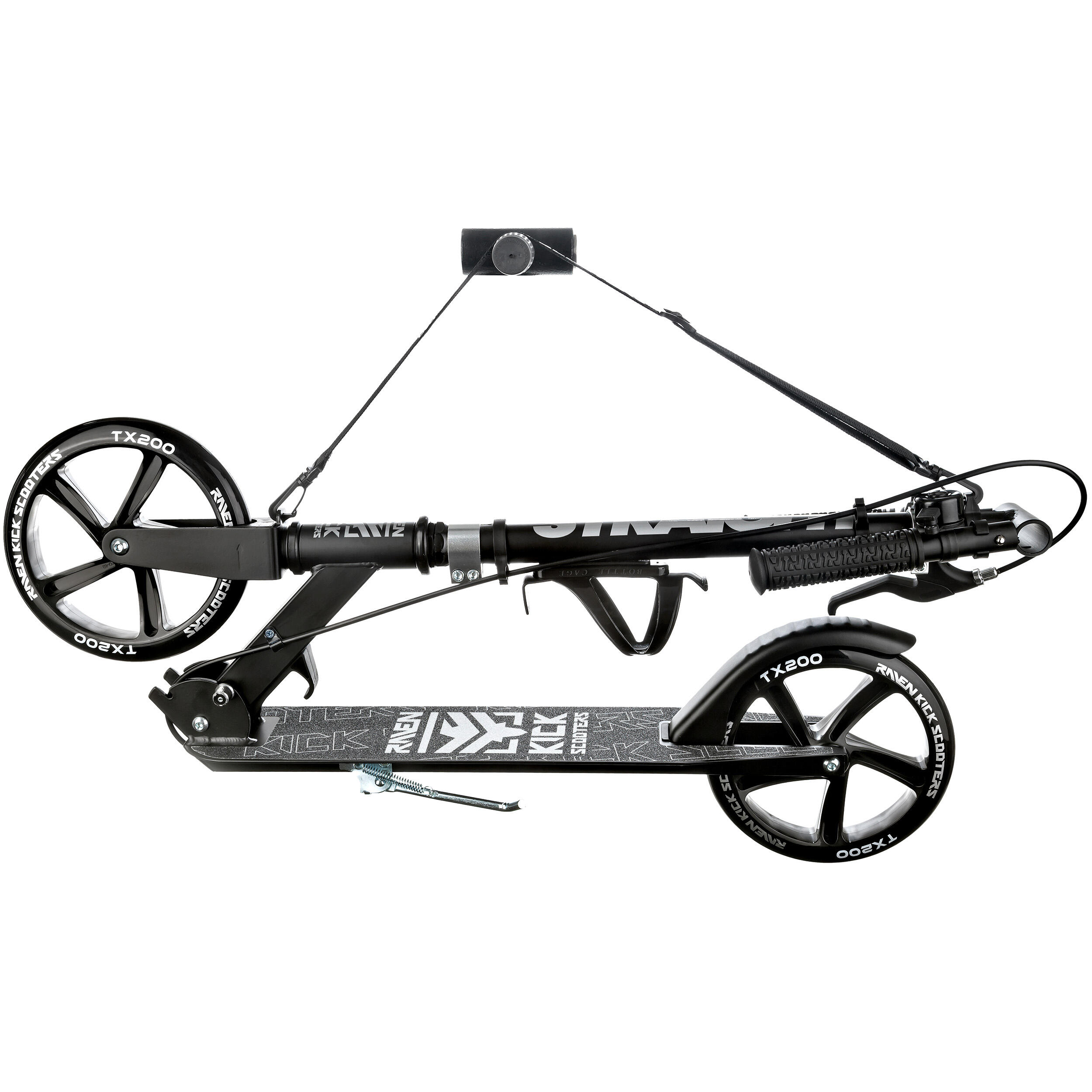 TROTINETE STRAIGHT UNISSEXO PRETO DOBRÁVEL COM TRAVÃO NO GUIADOR 200MM RAVEN 4/7