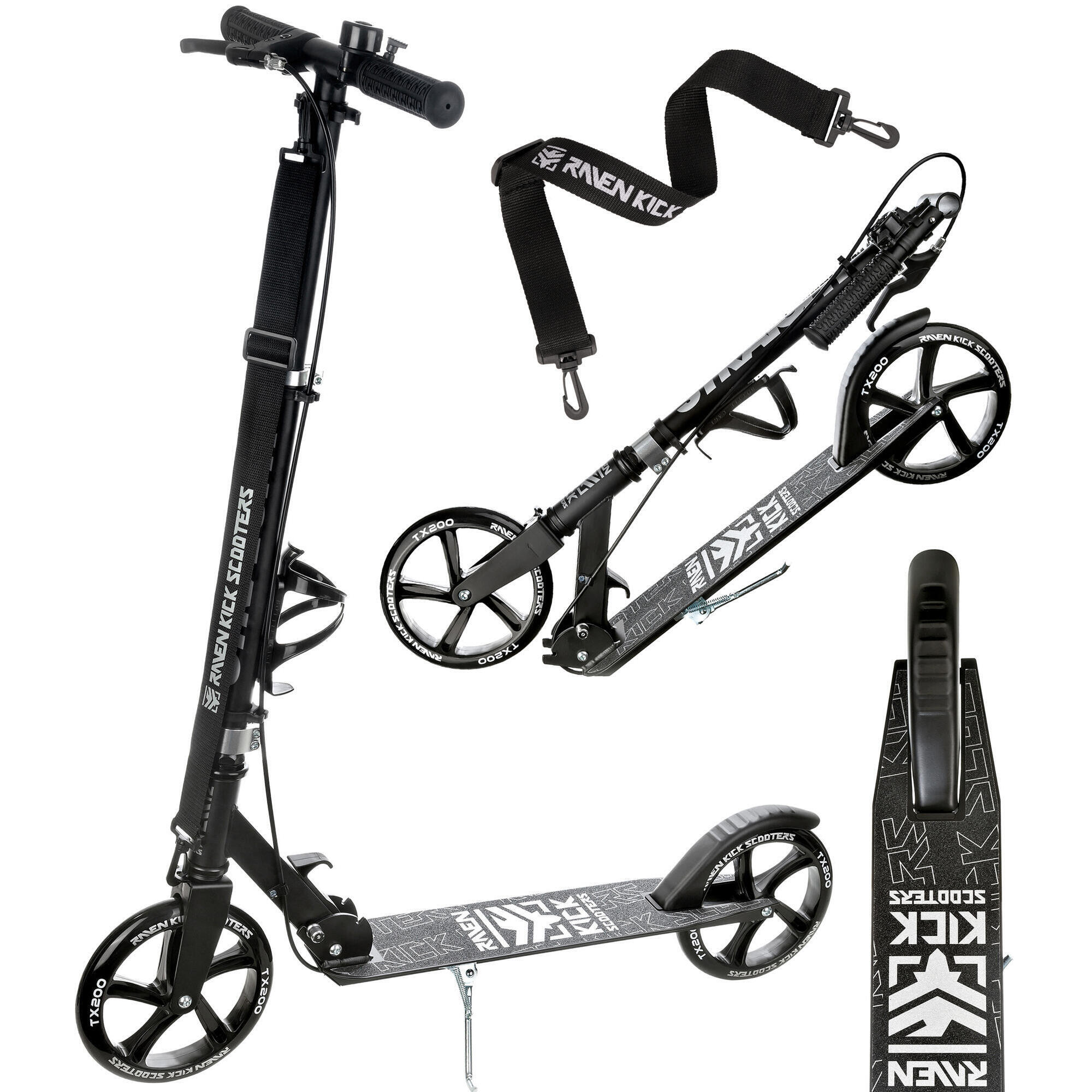 Raven - Trottinette Pliante Straight Noir Avec Frein 200mm Raven - Trottinette - Noir - Taille Unique - Decathlon