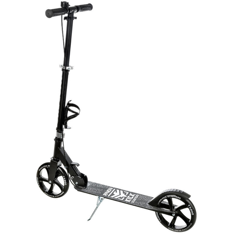 TROTINETE STRAIGHT UNISSEXO PRETO DOBRÁVEL COM TRAVÃO NO GUIADOR 200MM RAVEN