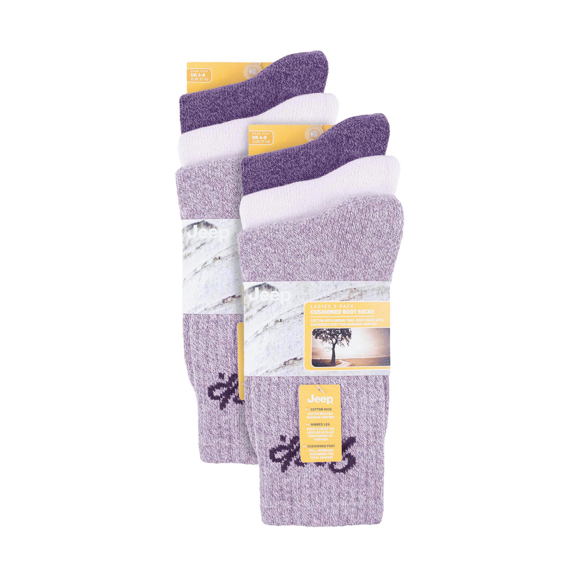 Ladies 6 Pack Hiking Boot Socks | Cotton Socks for the Outdoors 2/4