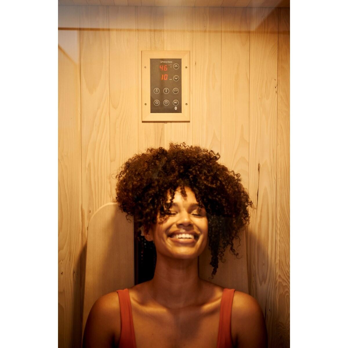 Sauna infravermelho 1 pessoa Saulo em abeto, compacto, quartzo e áudio 6/7
