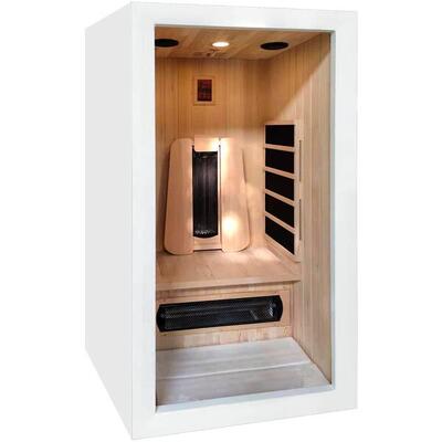 Infrarotsauna Saulo 1 Person. Fichte. kompakt. Quarz & Audio