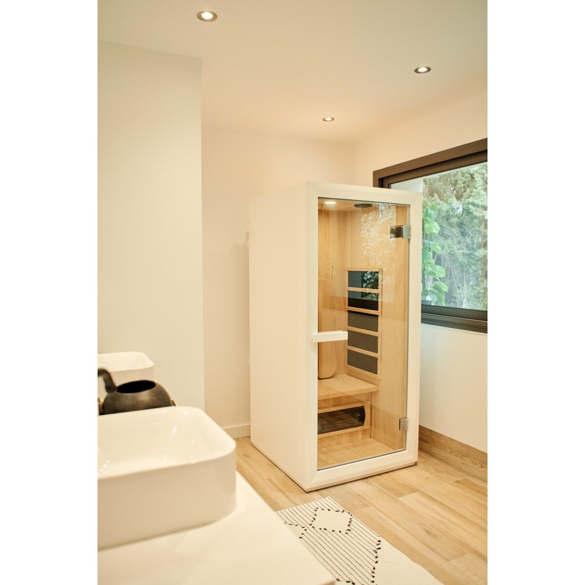 Sauna infravermelho 1 pessoa Saulo em abeto, compacto, quartzo e áudio 5/7