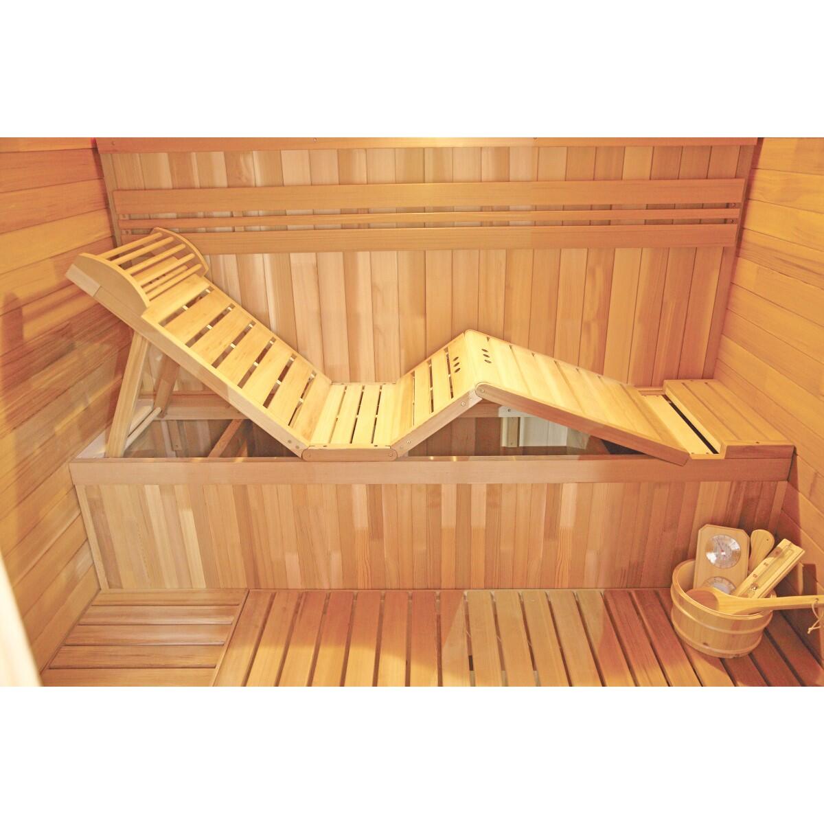 Sauna exterior Gaïa Nova France Sauna de abeto 6 plazas con cromoterapia LED 3/7