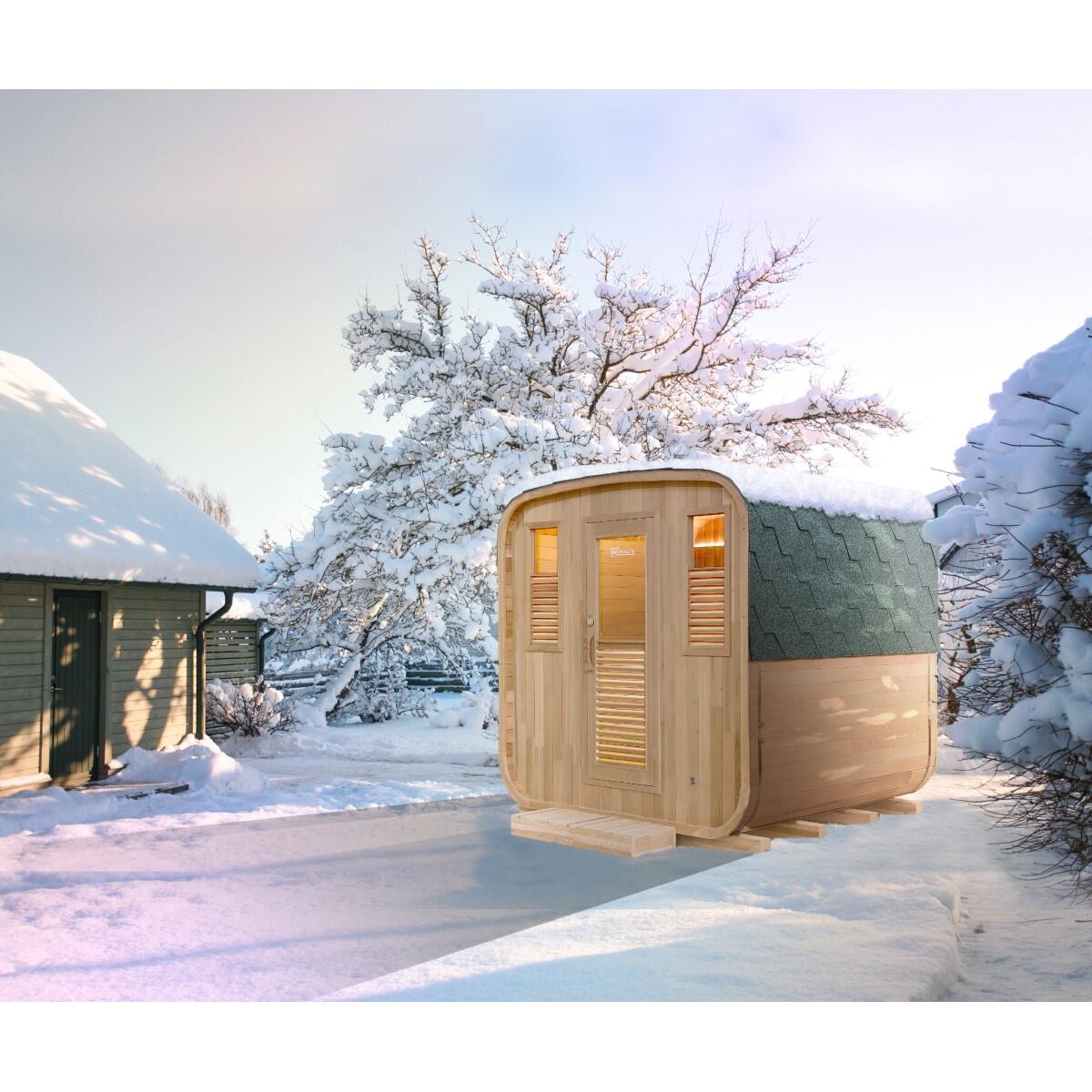 Sauna exterior Gaïa Nova France Sauna de abeto 6 plazas con cromoterapia LED 7/7