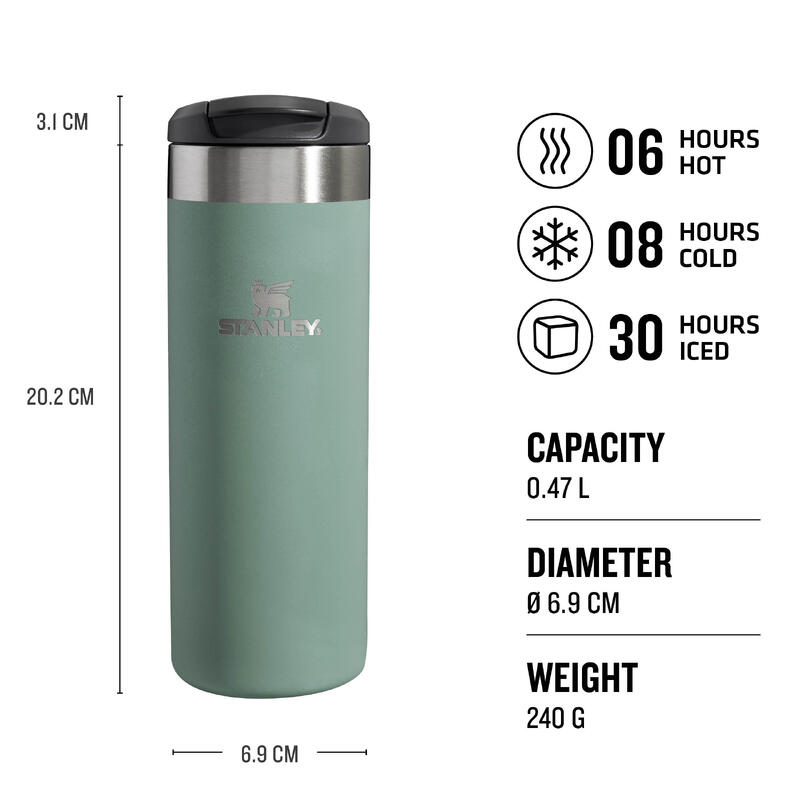 Cantil Térmico AEROLIGHT™ 0,47L - Copo Isotérmico De Café Para Levar - Aço Inox