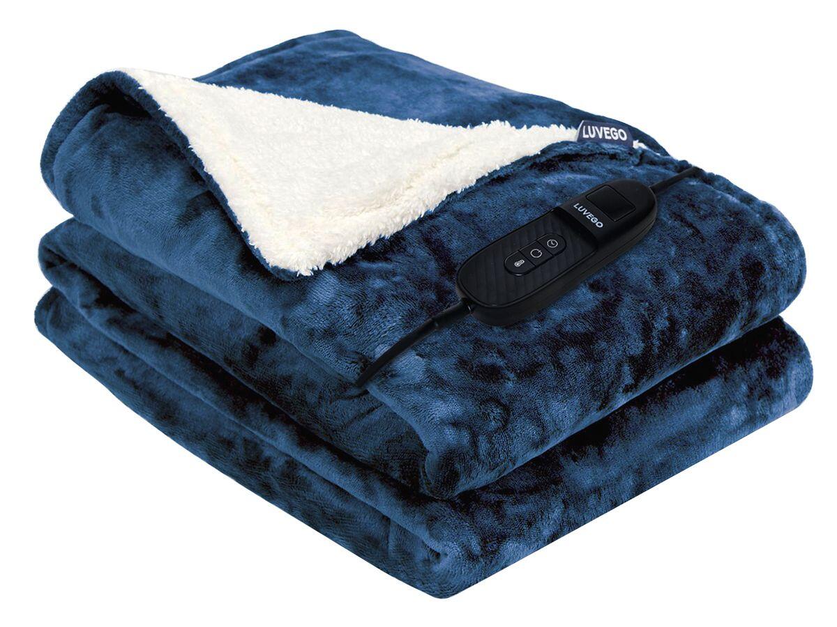 LUVEGO Elektrische Bovendeken Warmtedeken XL met Fleece/Sherpa | 1 Persoons
