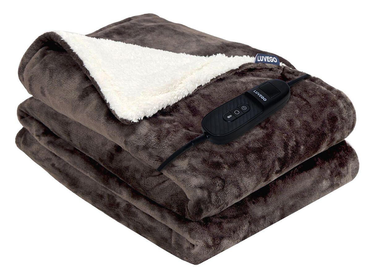 LUVEGO Elektrische Bovendeken Warmtedeken XL met Fleece/Sherpa | 1 Persoons