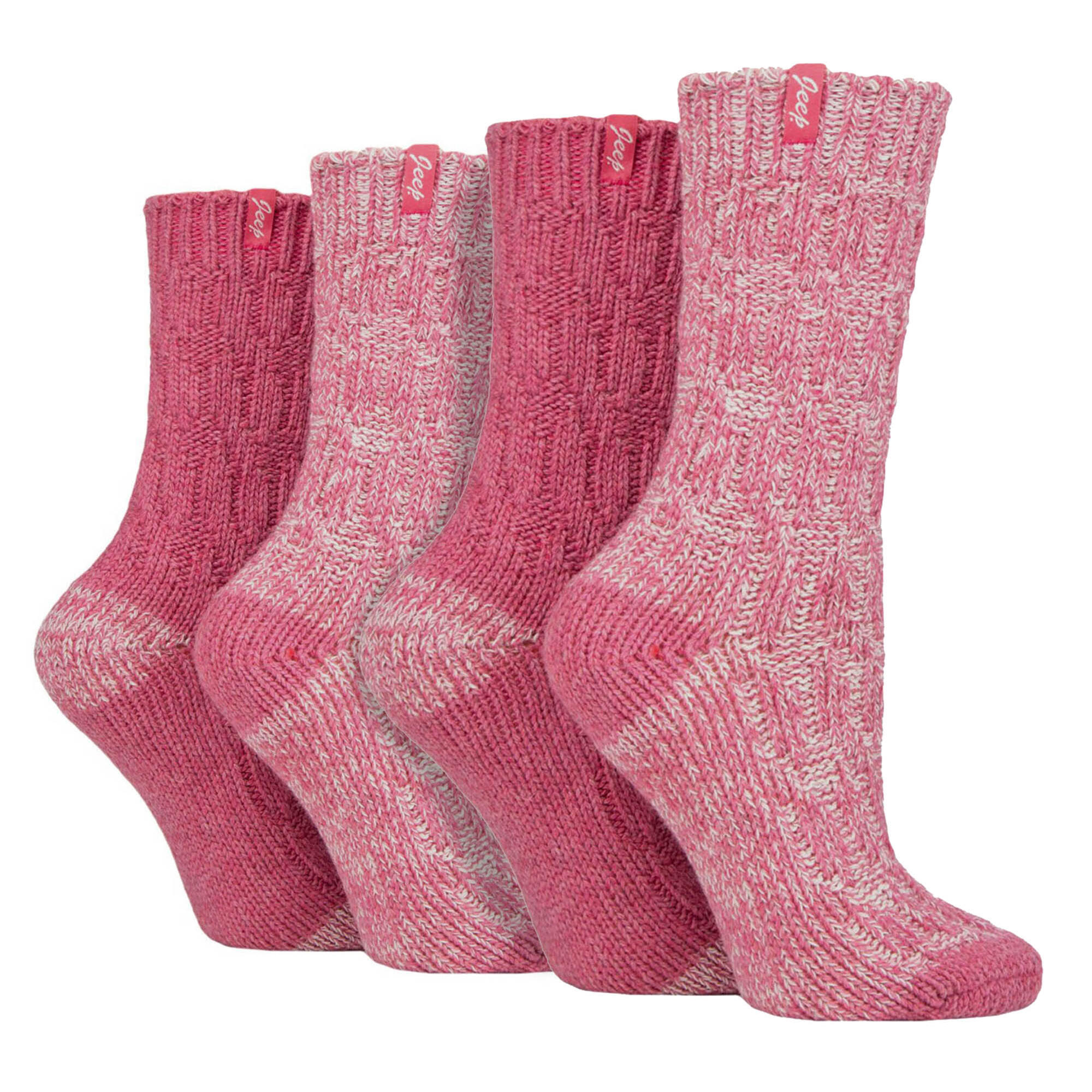 JEEP Ladies 4 Pack Wool Boot Socks | Rope Knit Boot Socks for the Outdoors