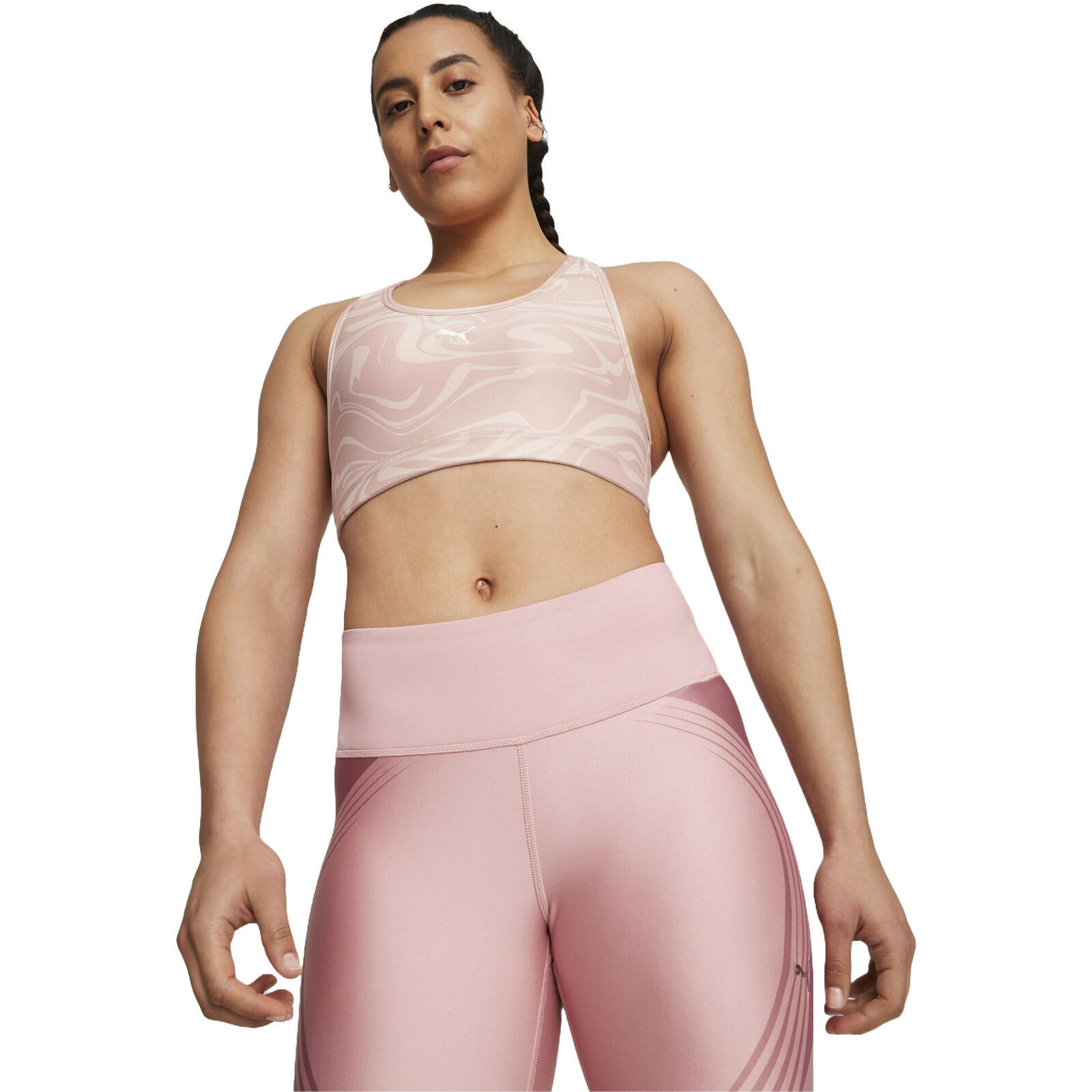 PUMA BH Puma Mid Impact 4keeps Graphic Bra Pm Future, Rosa, Damen