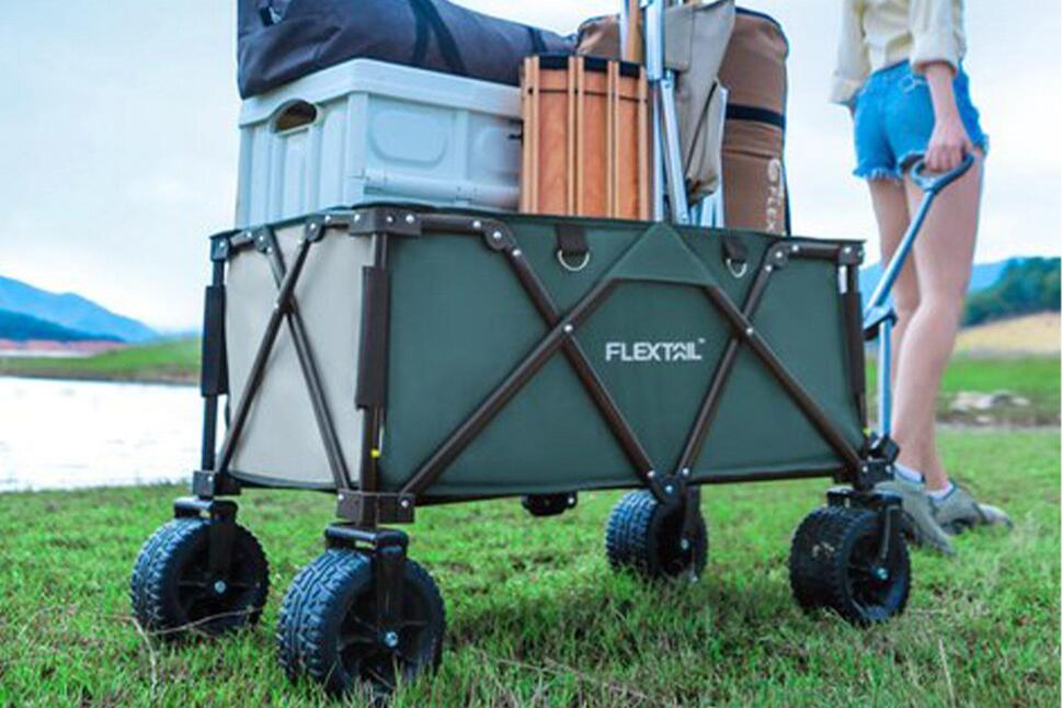 Składany wagonik Ezy Wagon - Do 100 kg - Zdejmowane koła - Ciemnozielony