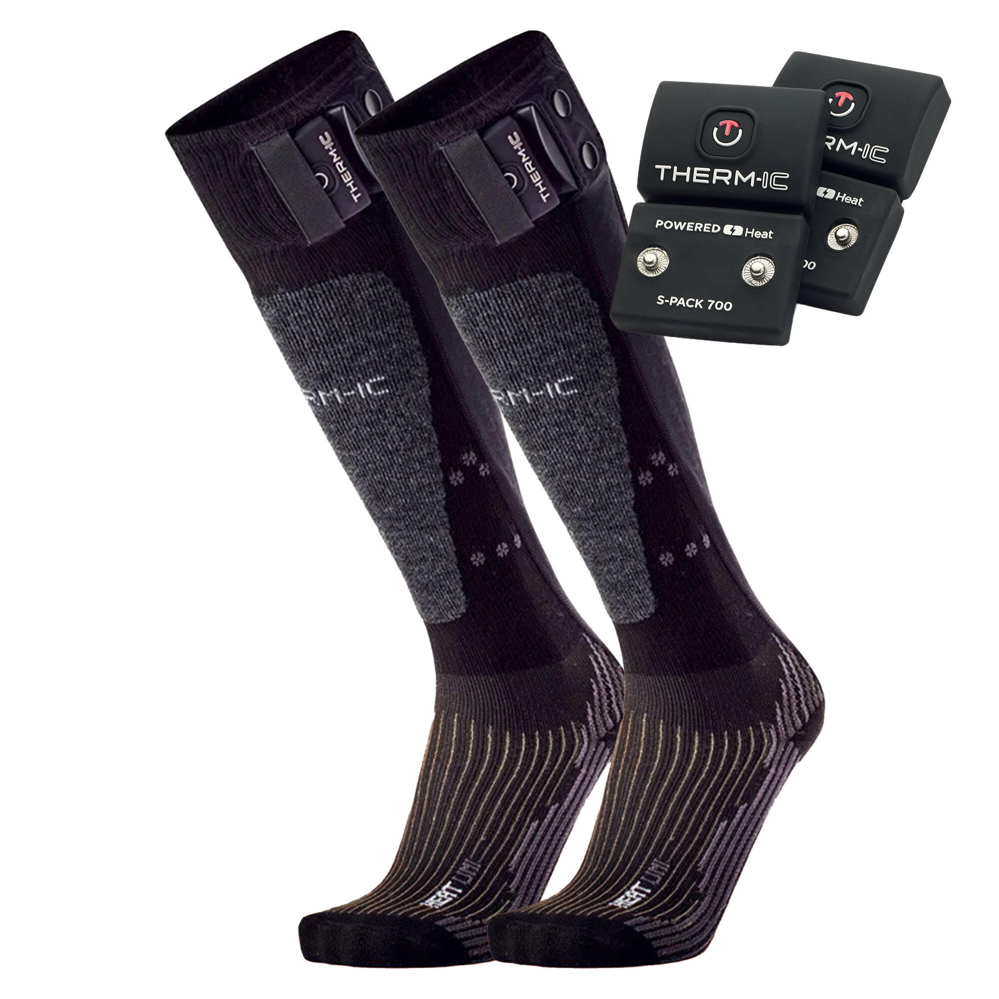 Therm-ic - Pack Paire Chaussettes Chauffantes Avec Batteries - Set Heat Uni + S-pack 700 V2 - Chaussettes - Noir - 45/47 - Decathlon