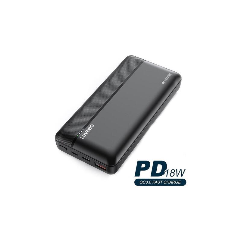 20000 mAh Powerbank - Connexion USB, USB-C ánd Micro-USB avec charge rapide -