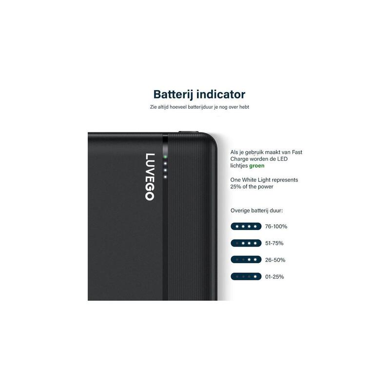 20000 mAh Powerbank - Connexion USB, USB-C ánd Micro-USB avec charge rapide -