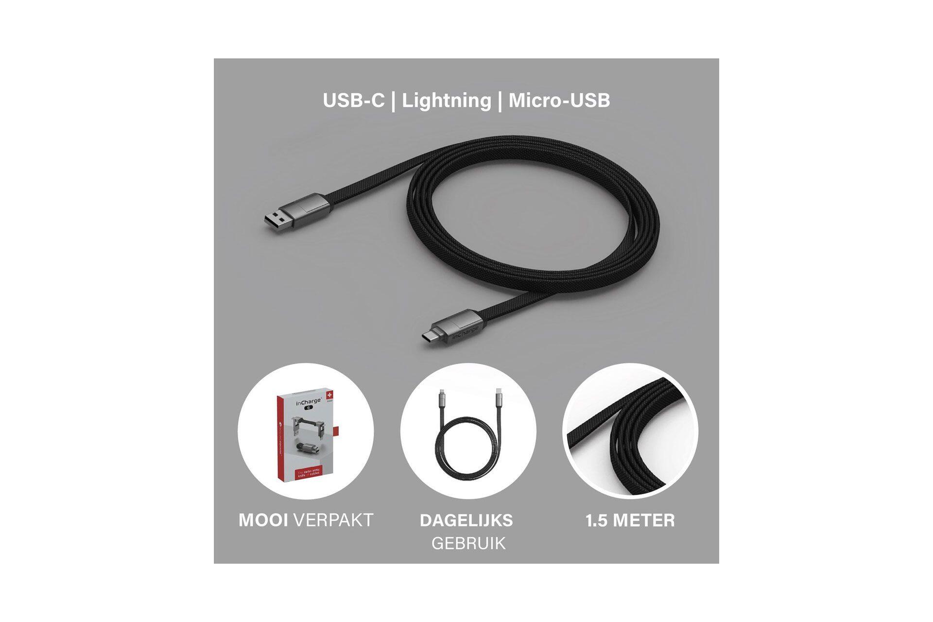 Cable de carga inCharge 6 Max de 1,5 metros para iPhone cable lightning usb c 7/7