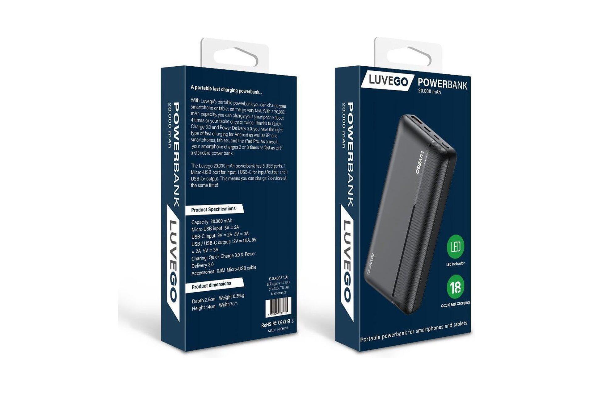 20000 mAh Powerbank - USB, USB-C ánd Micro-USB Anschluss mit Schnellladung - 2/6