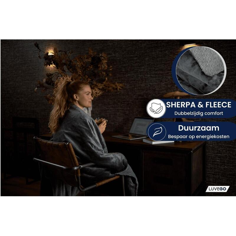 Couverture chauffante électrique XL avec polaire/Sherpa | Couverture
