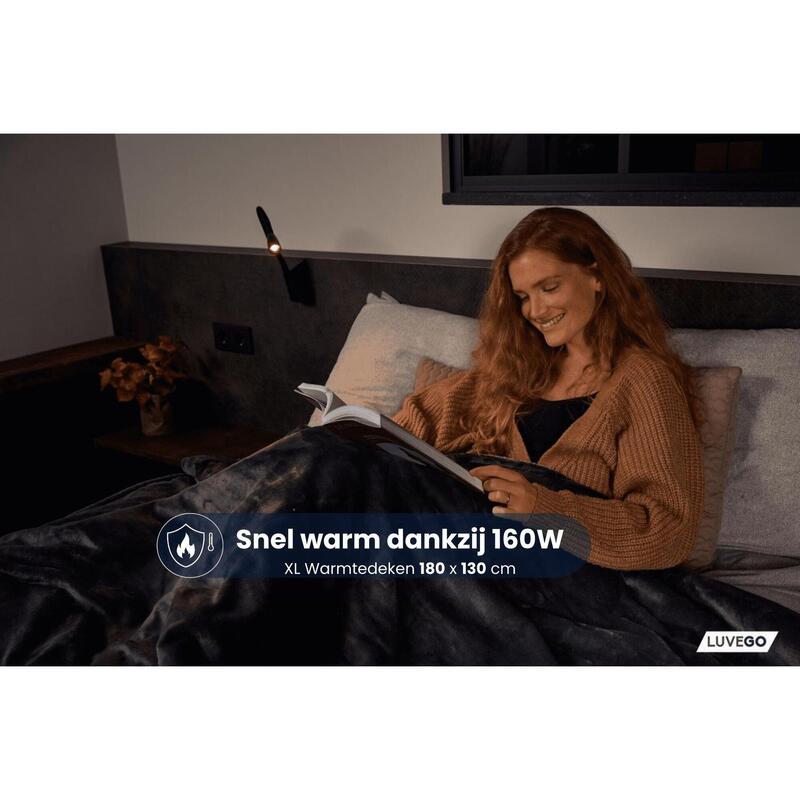 Couverture chauffante électrique XL avec polaire/Sherpa | Couverture