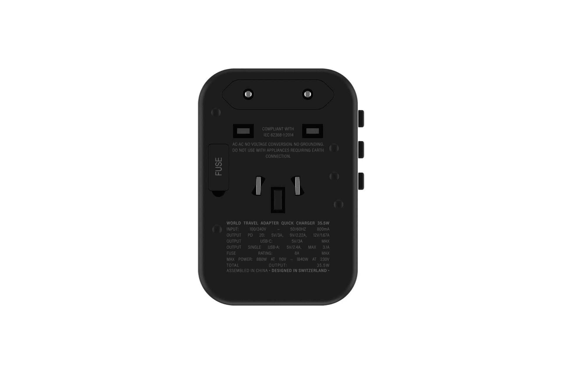 World Plug Travel Adapter l Universal Travel Plug Quick Charger 35.5W - 3 USB 4/5