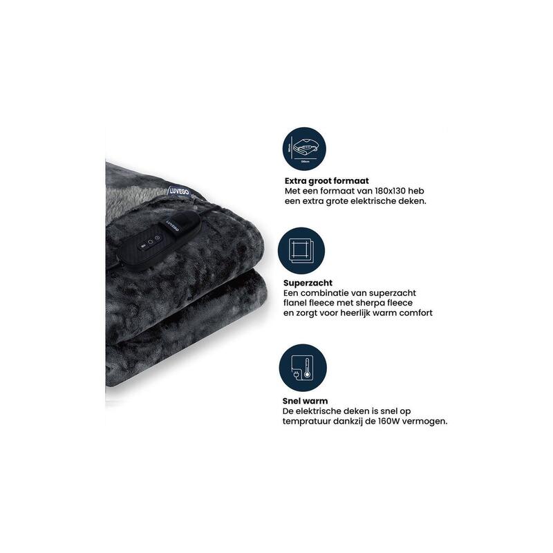 Couverture chauffante électrique XL avec polaire/Sherpa | Couverture