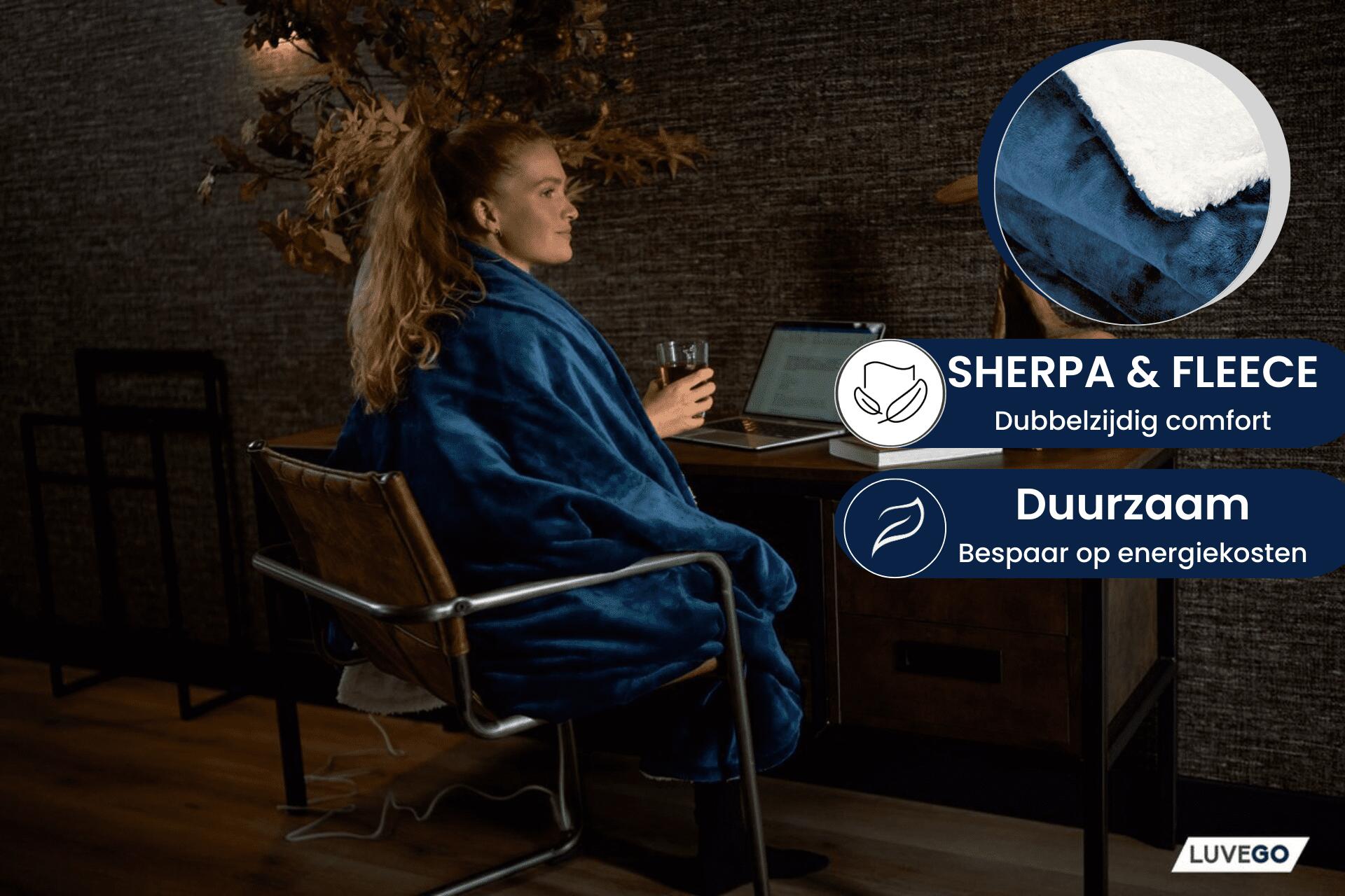 Coperta termica elettrica XL con pile/Sherpa | Coperta per 1 persona | Plaid 3/7