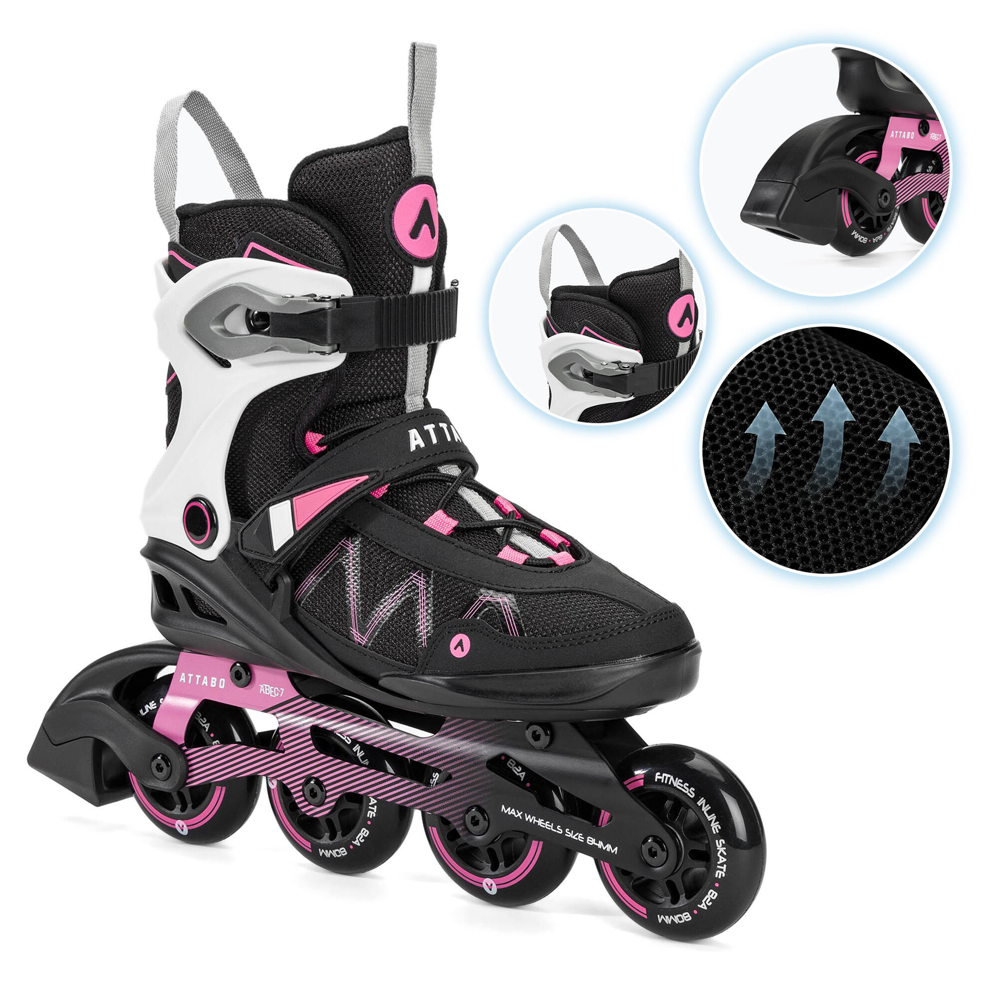 Attabo - Attabo Patins À Roulettes Femme Bliss - Rollers En Ligne - Rose - 41 - Decathlon
