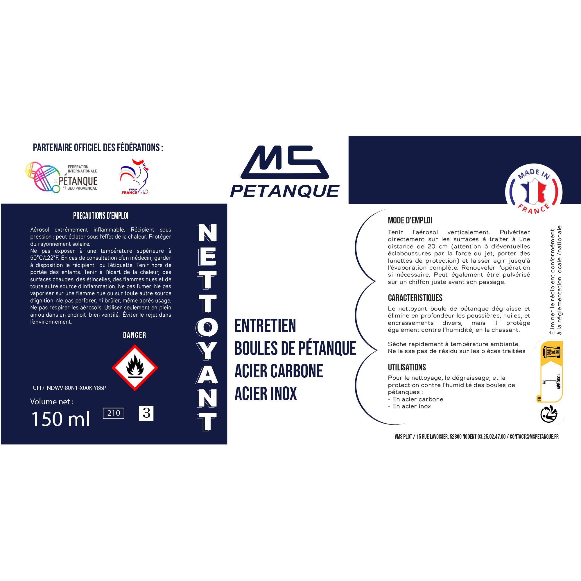 Nettoyant boule de pétanque Inox / Acier - MS Pétanque 3/4