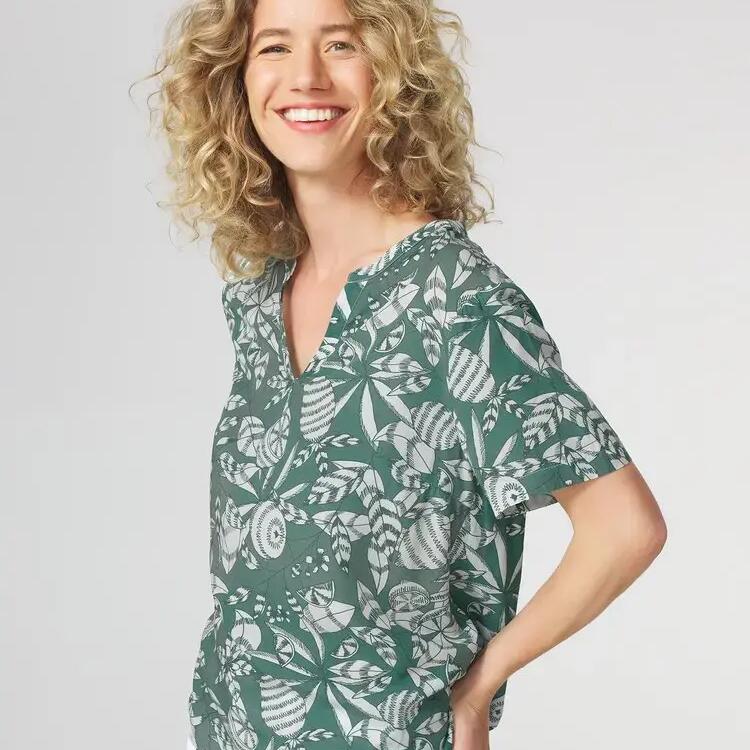 Women's Floral Green Blouse TBS JANIEMIS