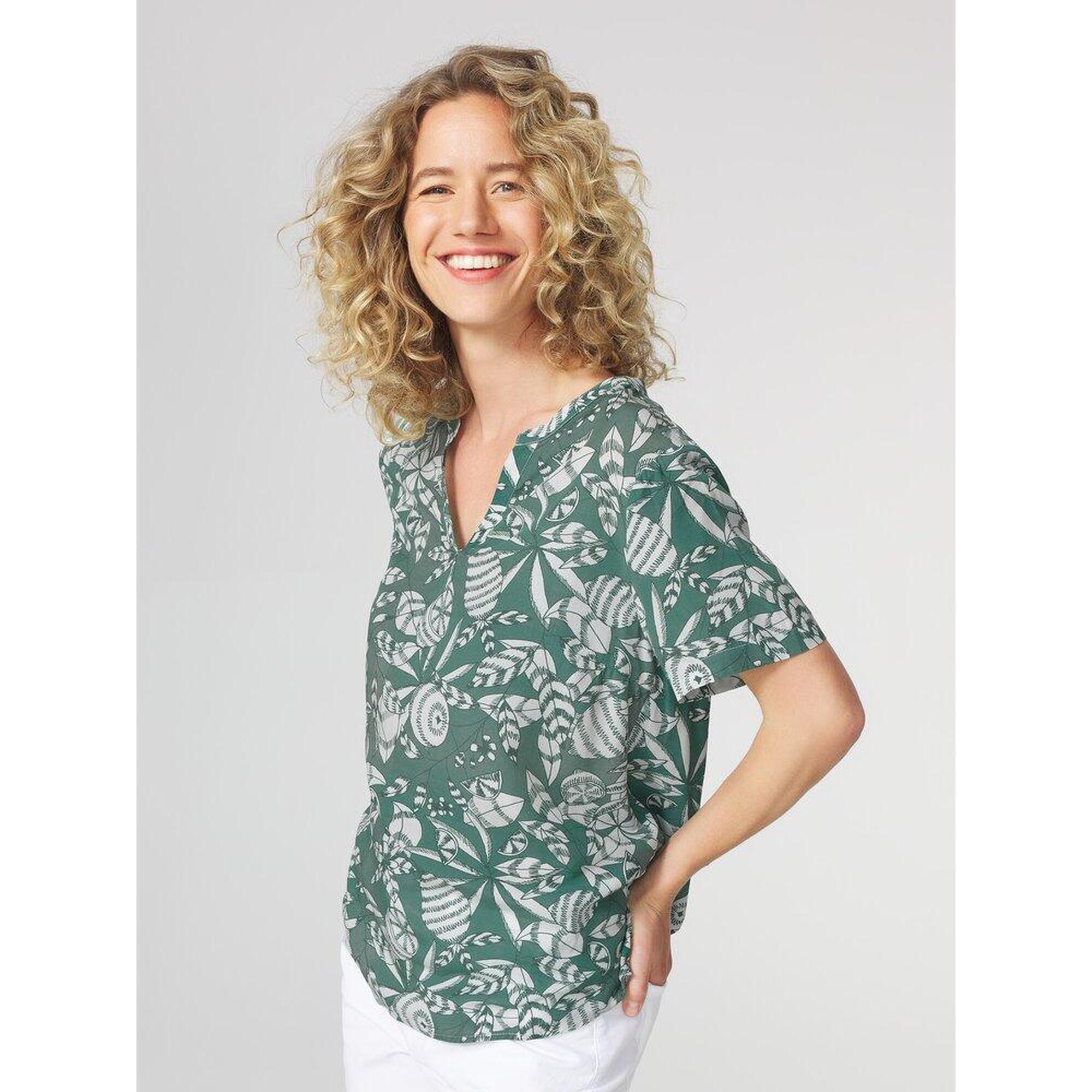 Tbs - Blouse Col V Femme - Janiemis Vert - Chemise Manches Courtes - Vert - Decathlon
