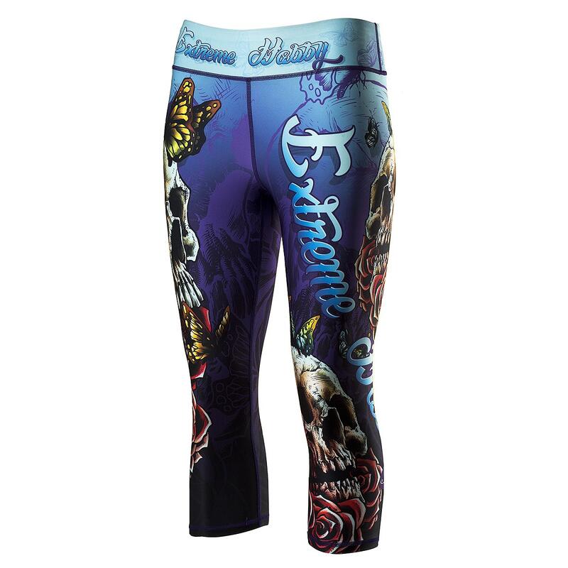 Legginsy fitness damskie 3/4 SKULL termoaktywne