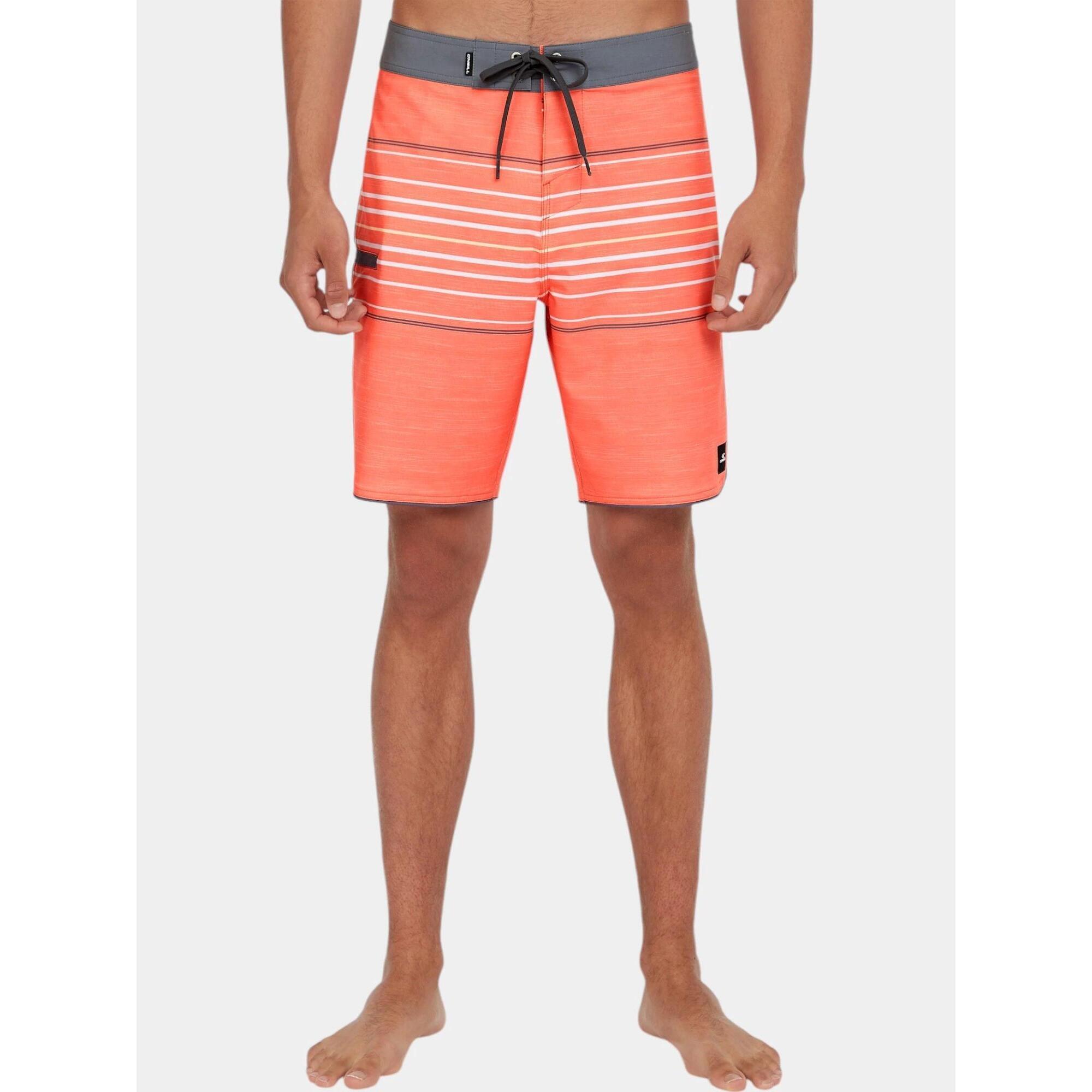 O'Neill - Short De Plage Hommes Hyperfreak Heat Stripe Scallop 18" - Boxer De Bain - Jaune|orange - 36 Xs - Decathlon