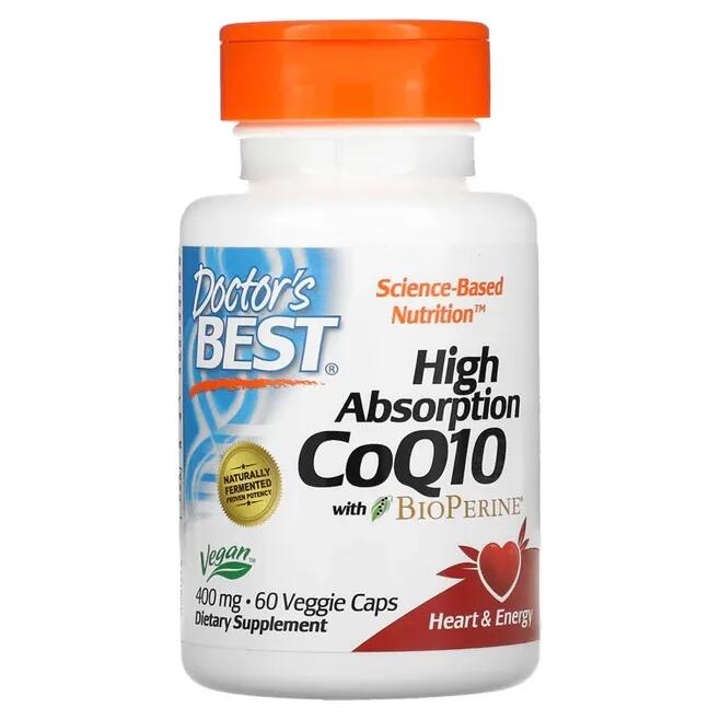 Koenzym Q10 Wysokoprzyswajalny z Bioperyną 400mg Doctor's Best 60 vkaps