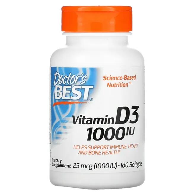 Witamina D3 1000 IU Doctor's Best 180 kapsułek miękkich