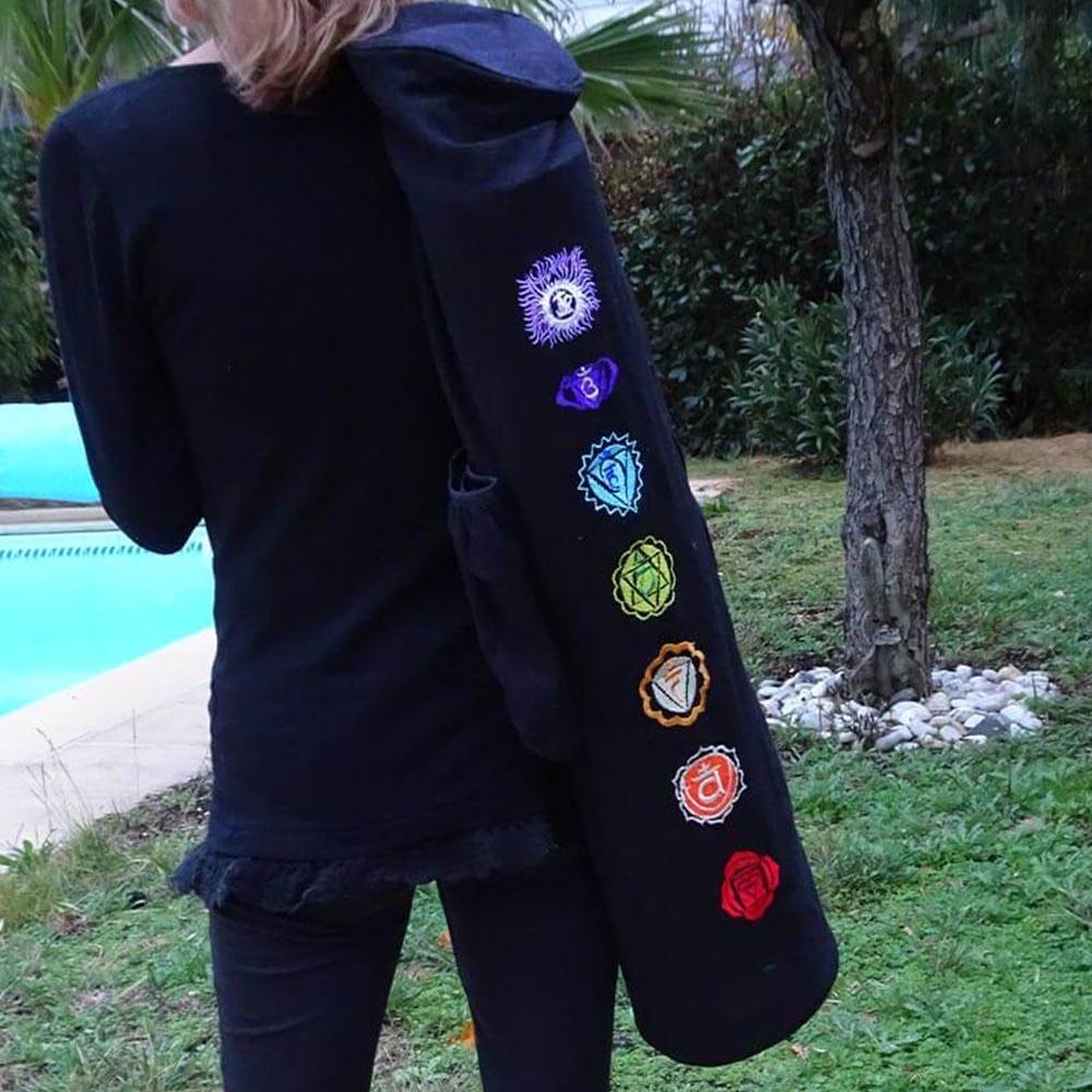 Sac de tapis de yoga pilates et fitness 7 chakras brodés 78 x 18 cm 5/5