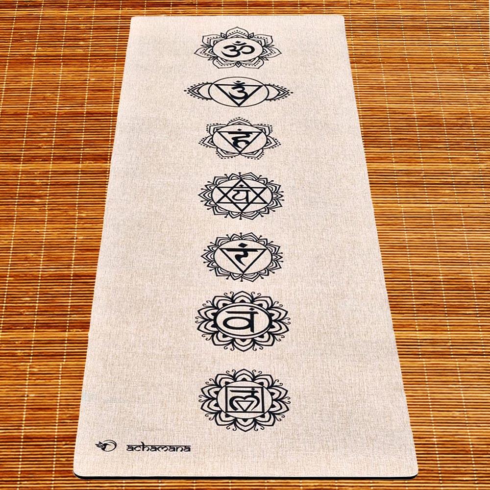Tapete de yoga caucho natural y cáñamo 4,5mmx61cmx1,83m 7 chakras 7/7