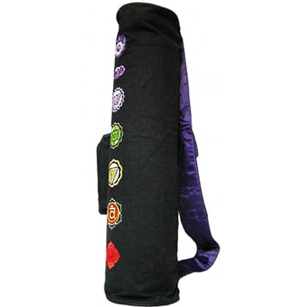 Sac de tapis de yoga pilates et fitness 7 chakras brodés 78 x 18 cm 3/5