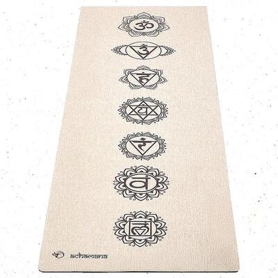 Yogamatte Naturkautschuk und Chanvre 4,5mmx61cmx1,83m 7 Chakras.
