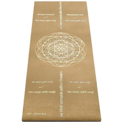 Rubber & cork yoga mat - 5mm x 68cm x 1.83m - mantra of peace Gold