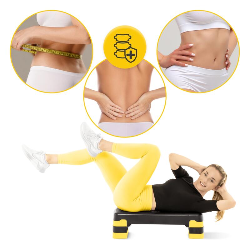 Step do aerobiku do ćwiczeń fitness 4FIZJO STANDARD 3-stopniowy czarno-żółty