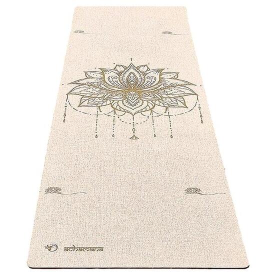 Tapis de yoga caoutchouc naturel & chanvre 4,5 mm - Fleur de lotus