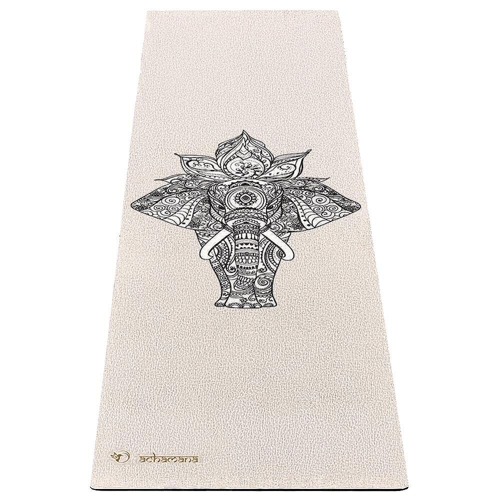 Tapete de yoga em borracha natural e cânhamo 4,5 mm + saco de yoga - elefante