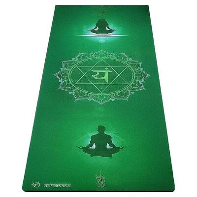 Natuurlijke rubber & microvezel yoga mat 5mmx68cmx1,83m - hart chakra