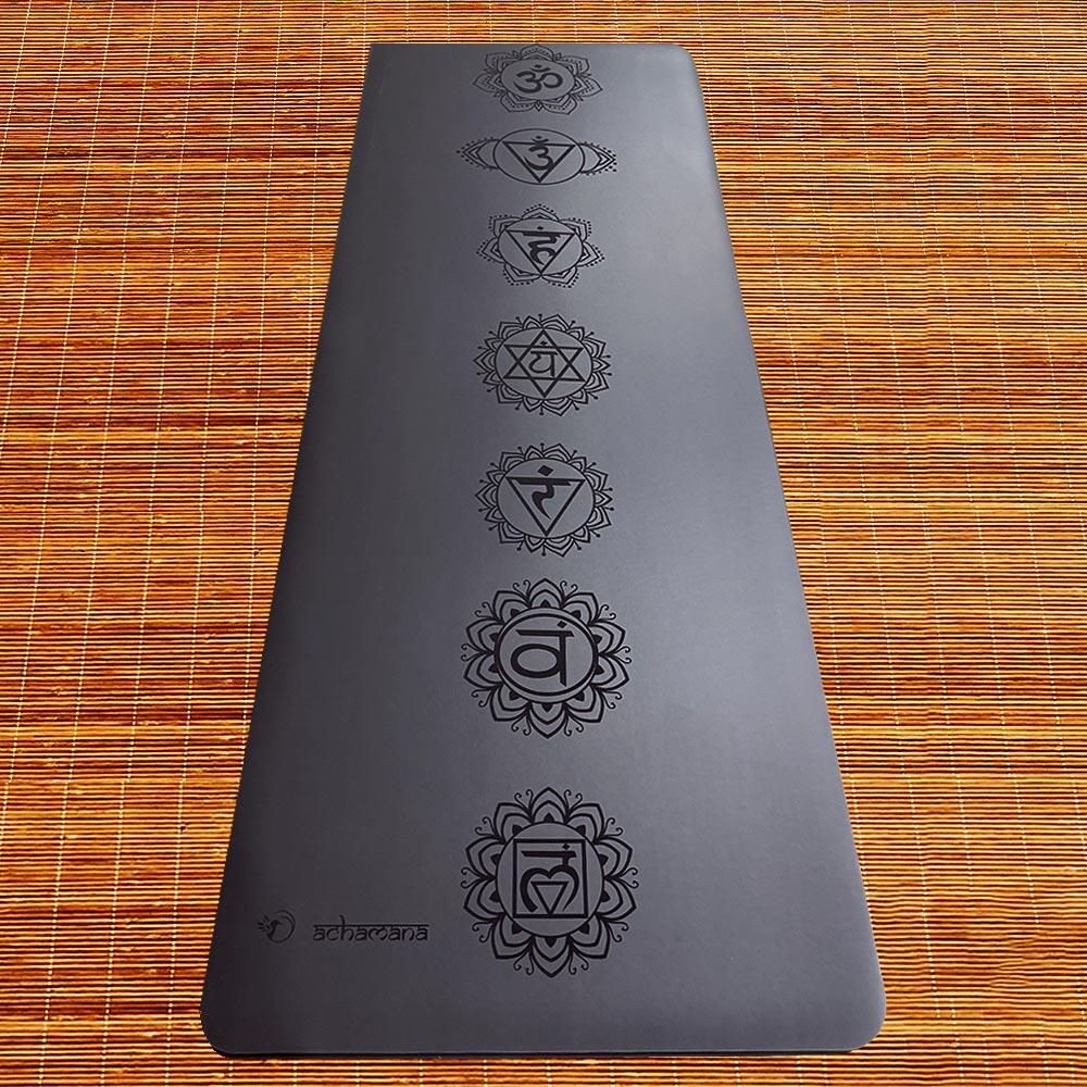 Tapis yoga gomme-similicuir 5mmX68cmx1,85m 7 chakras - mains sèches ou humides 6/7