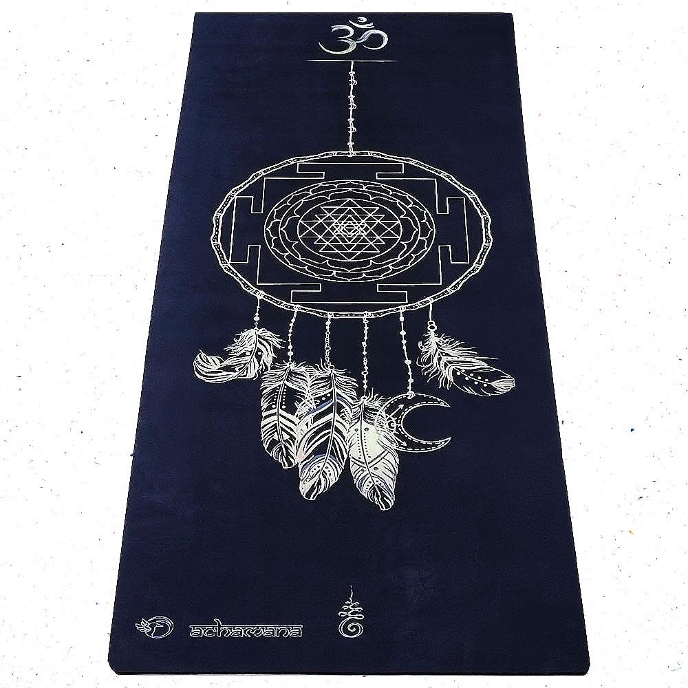 Tapete de yoga em borracha natural microfibra 5 mm + saco de yoga - sri yantra