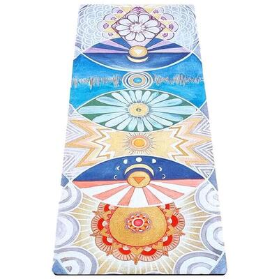 Ecologische yogamat, nieuwe generatie 3-laags 6mmx68cmx1,83m - 7 chakra's