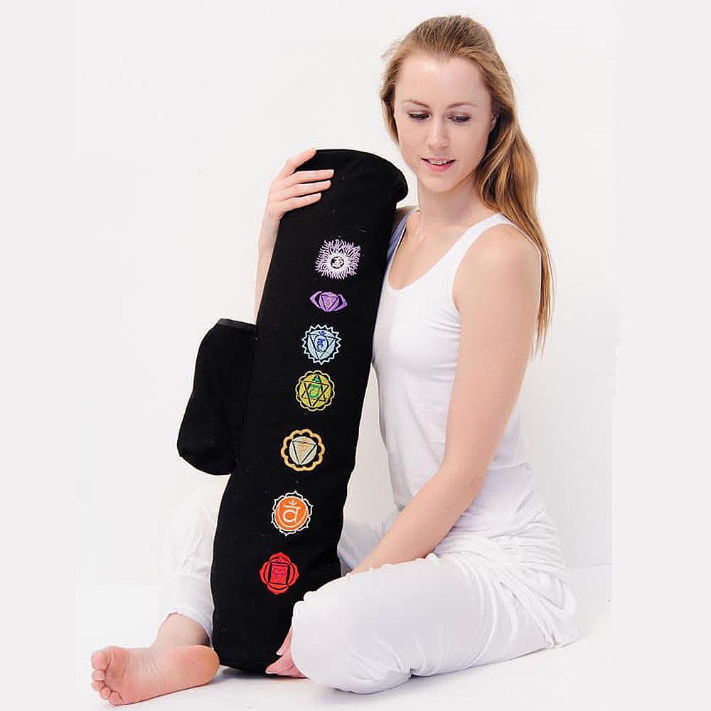 Sac de tapis de yoga pilates et fitness 7 chakras brodés 78 x 18 cm 2/5