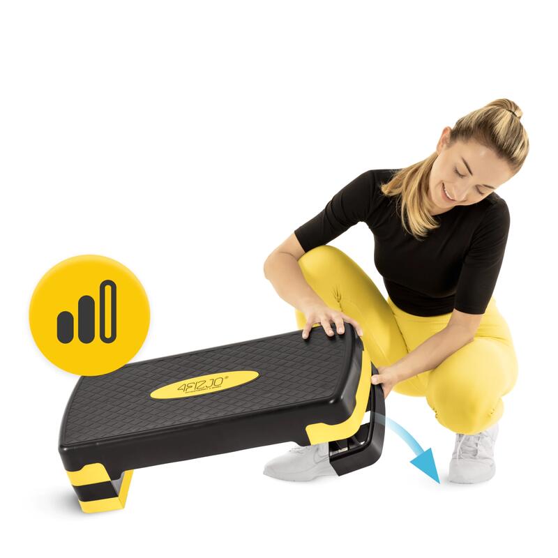 Step do aerobiku do ćwiczeń fitness 4FIZJO STANDARD 3-stopniowy czarno-żółty