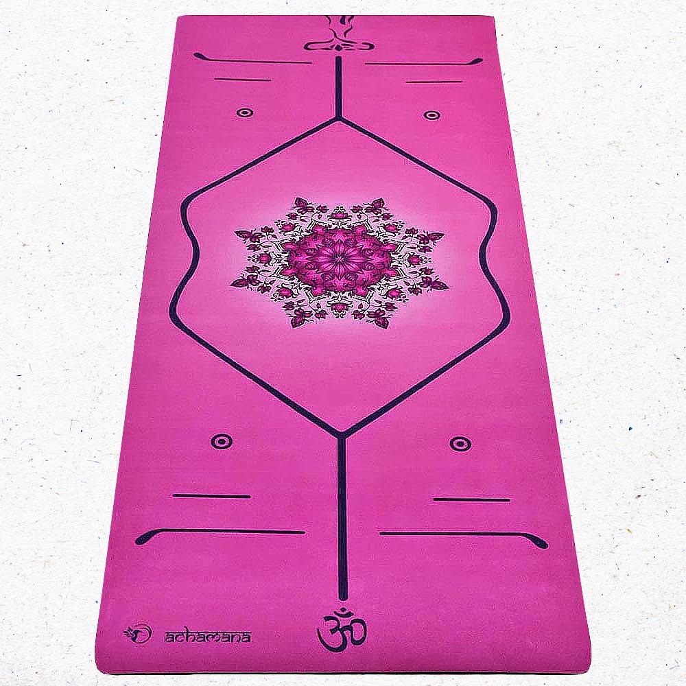 Tapete de yoga ecológico de nova geração, rosa, 6 mm, linhas de postura + saco