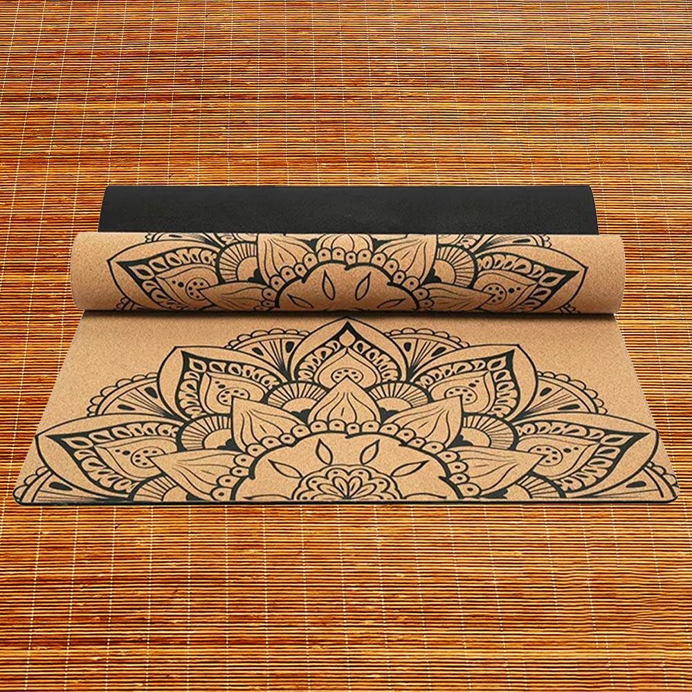 Tapetede yoga corcho, nueva generación 3 capas, 6mmx68cmx1,83m, 3 mandalas 2/7